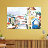 Tekenen van de muur van het stadsplein canvas afdruk (Insitu (Woonkamer))