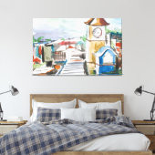 Tekenen van de muur van het stadsplein canvas afdruk (Insitu (Slaapkamer))