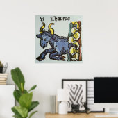  tekenen van de Zodiac, Antiek Taurus Bull Poster (Thuiskantoor)