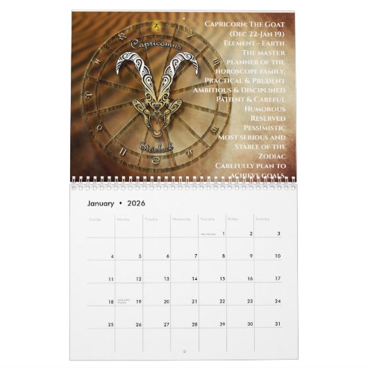 Tekenen van de Zodiac Kalender (Jan 2026)