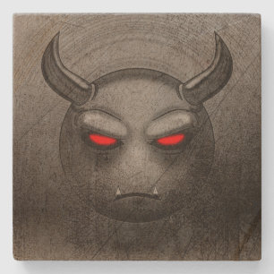 Tekenen van glas En Pierre Devilmoji Vintage Stenen Onderzetter