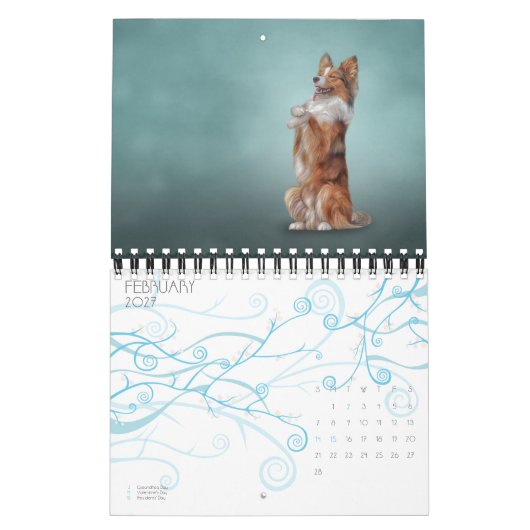 Tekenen van grappige honden kalender (Feb 2027)