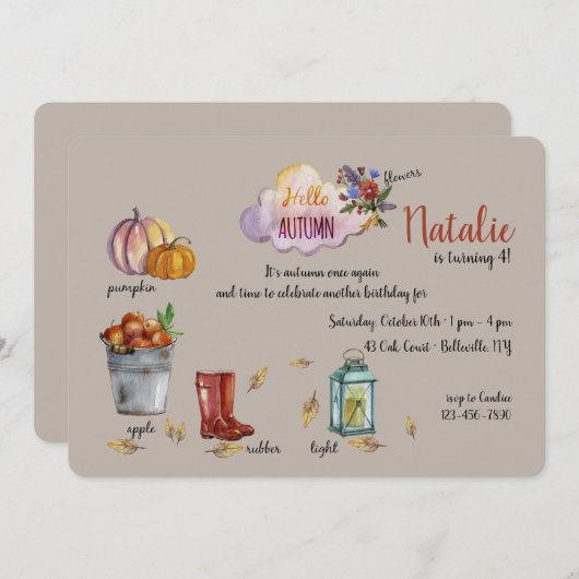 Tekenen van Herfst Uitnodiging (Voorkant / Achterkant)