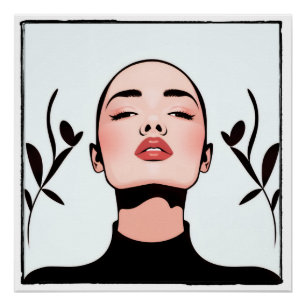 Tekenen van het gezicht van een vrouw met kort haa perfect poster