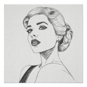 Tekenen van het gezicht van een vrouw perfect poster