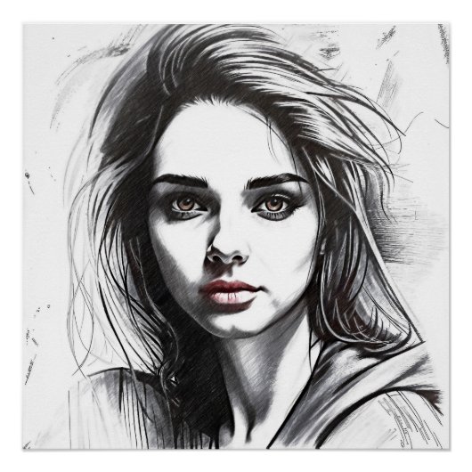 Tekenen van het portret van een vrouw perfect poster (Voorkant)