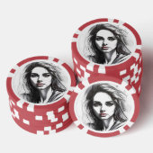 Tekenen van het portret van een vrouw poker chips (Opstapeling)