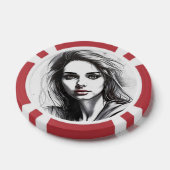 Tekenen van het portret van een vrouw poker chips (Enkel)