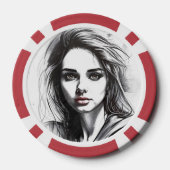 Tekenen van het portret van een vrouw poker chips (Achterkant)