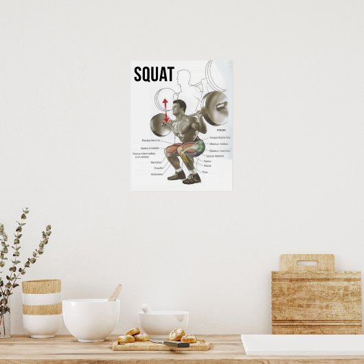 Tekenen van het vierkant - Spierdiagram - Anatomie Poster (Keuken)