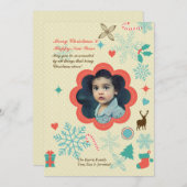 Tekenen van Kerstmis Foto Vakantie Kaart (Voorkant / Achterkant)