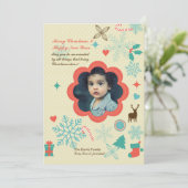 Tekenen van Kerstmis Foto Vakantie Kaart (Staand voorkant)