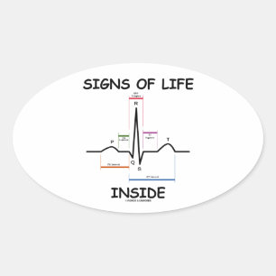 Tekenen van leven binnen (ECG/ECG-elektrocardiogra Ovale Sticker
