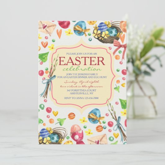 Tekenen van Pasen Uitnodiging (Staand voorkant)