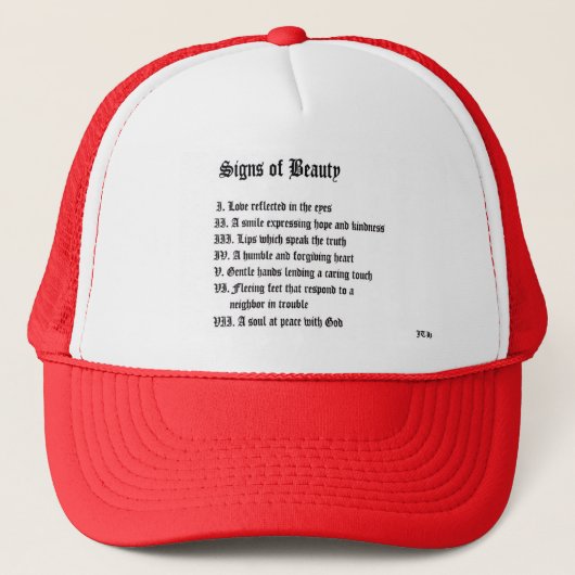 Tekenen van schoonheid trucker pet (Voorkant)