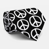 Tekenen vredesymbool - wit op zwart stropdas (Opgerold)