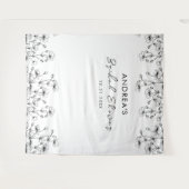 Tekenen Wildbloemen Witte Vrijgezellenfeest Achter Wandkleed (Voorkant (horizontaal))