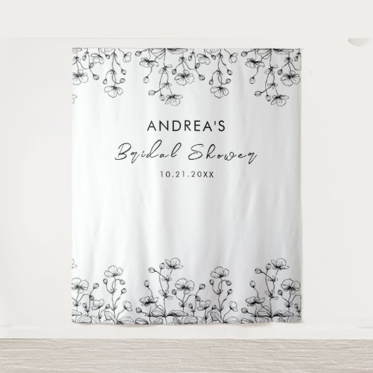 Tekenen Wildbloemen Witte Vrijgezellenfeest Achter Wandkleed (Voorkant)