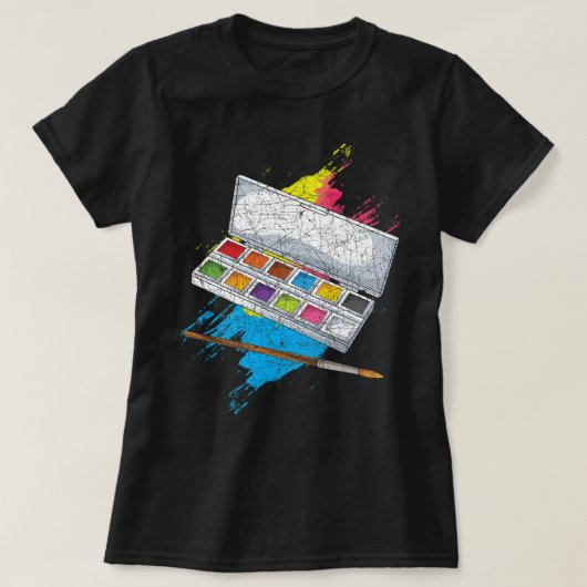 Tekenende Kunst Schilderij Doodling Verf Palet Art T-shirt (Design voorkant)