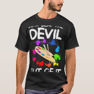 Tekenende kunstenaar Versla de duivel er gewoon ui T-shirt