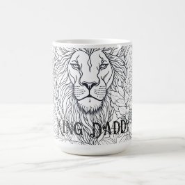 Tekenende Leeuw met Bloemen Koning Papa, Boho Vade Koffiemok