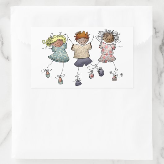 Tekenfiguur Kinder Rechthoekige Sticker (Tas)