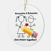 Tekenfiguur Koppel met samengedraaid hart Keramisch Ornament (Links)