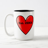 Tekenfiguur Koppel met samengedraaid hart Tweekleurige Koffiemok (Links)