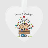 Tekenfiguur Koppel op Ornament van het hart op de  (achterkant)