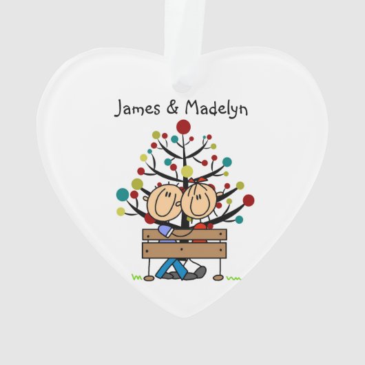 Tekenfiguur Koppel op Ornament van het hart op de  (achterkant)