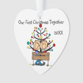 Tekenfiguur Koppel op Ornament van het hart op de  (voorkant)