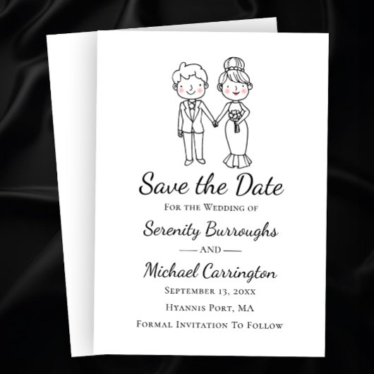 Tekenfilm Bruid Bruidegom  Trouwen Datum Opslaan T Kaart