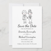 Tekenfilm Bruid Bruidegom  Trouwen Datum Reservere Kaart (Voorkant)