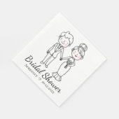 Tekenfilm Bruid Bruidegom Zwart Wit Bruiloft Showe Servet (Hoek)