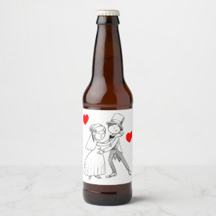 Tekenfilm Bruidegom Bruid Rood Zwart Trouwen Net G Bier Etiket