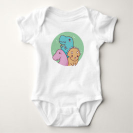 Tekenfilm Dinosaurius Duo in Pastelkleuren Romper