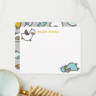Tekenfilm Eenden/Eendjes Tweeling Baby Shower/Gebo Bedankkaart