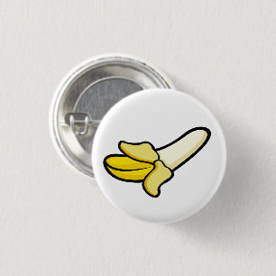 Tekenfilm Geschilde Banaan Fruit Speld Ronde Button 3,2 Cm