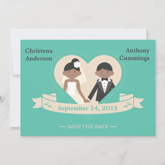 Tekenfilm Koppel Save The Date Aankondiging (LAA) (Voorkant)