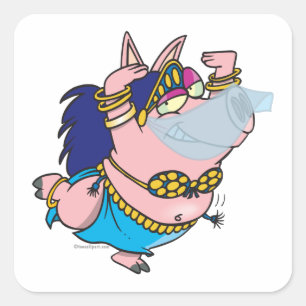 tekenfilm met schattige buikdanseres vierkante sticker