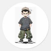 tekenfilm ronde sticker (Voorkant)