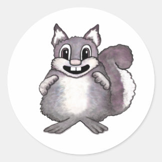 Tekenfilm van een gelukkige eekhoorn ronde sticker