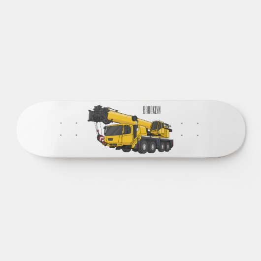Tekenfilmillustratie kraanwagen persoonlijk skateboard (Horizontaal)