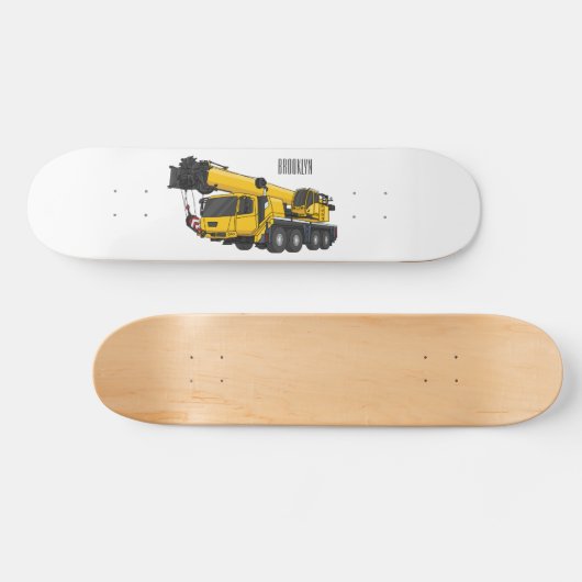 Tekenfilmillustratie kraanwagen persoonlijk skateboard (Horizontaal)