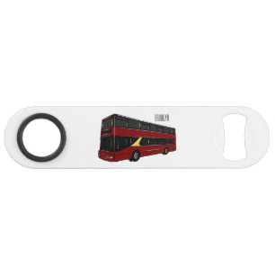 Tekenfilmillustratie van een dubbeldekkerbus speed flessenopener