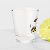 Tekenfilmillustratie van monarchrups shot glas (Links)