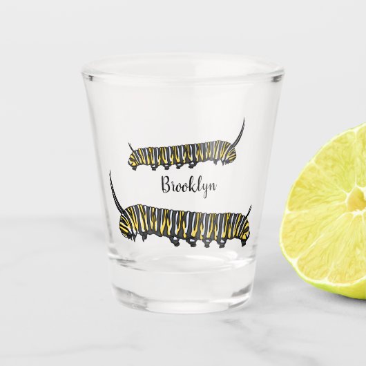 Tekenfilmillustratie van monarchrups shot glas (Voorkant)