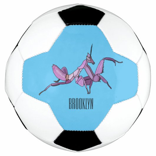 Tekenfilmillustratie van orchidee bidsprinkhaan voetbal (Voorkant)