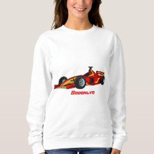 Tekenfilmillustratie van raceauto's met hoge snelh trui