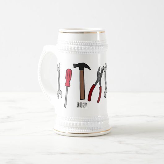 Tekengereedschappen voor cartoon bierpul (Voorkant links)